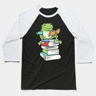 Kawaii Book Frog Tea Coffee Baseball T-Shirt